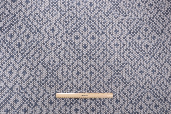 Aztec Trellis Woven Chenille Upholstery Fabric in Chambray