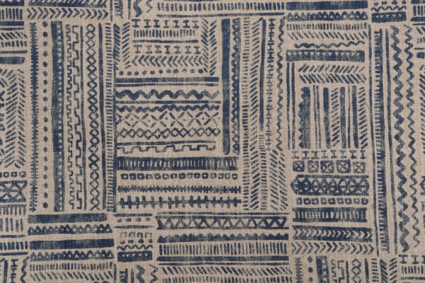 Ellen Degeneres Avron Printed Cotton Drapery Fabric in Indigo