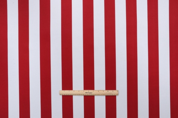 PK Lifestyles Canopy Stripe Printed Polyester Outdoor Fabric in Cherry
