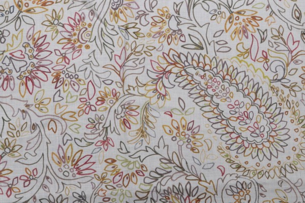Click for 1.25 Yards Grey Watkins Crayola Paisley Printed Linen Drapery Fabric in Taupe/Multi Grey Watkins Crayola Paisley Printed Linen Drapery Fabric in Taupe/Multi