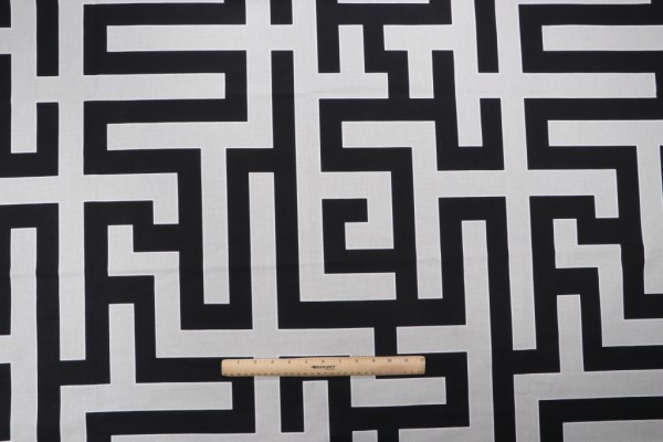 Click for 1.38 Yards Grey Watkins Long Garden Printed Cotton Drapery Fabric in Oyster/Black Grey Watkins Long Garden Printed Cotton Drapery Fabric in Oyster/Black