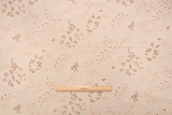 Roth & Tompkins Paisley Lane Embroidered Drapery Fabric in Driftwood