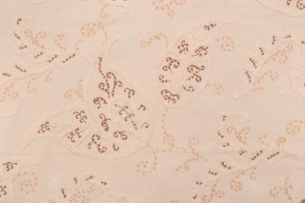 Roth & Tompkins Paisley Lane Embroidered Drapery Fabric in Driftwood