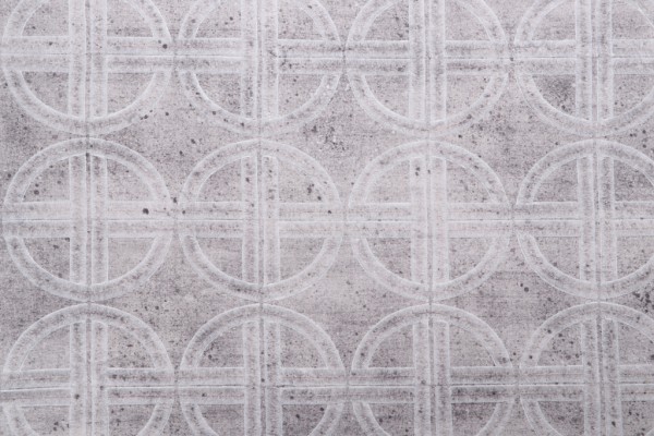 TFA Frill Seeker Printed & Embroidered Drapery Fabric in Stone 