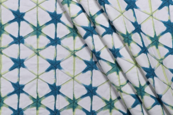 P Kaufmann Meditation Printed Pintuck Cotton Drapery Fabric in Teal 