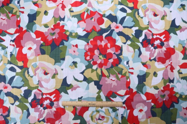 Stof France Rosemary Printed Cotton Drapery Fabric in Rose 