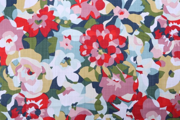 Stof France Rosemary Printed Cotton Drapery Fabric in Rose 