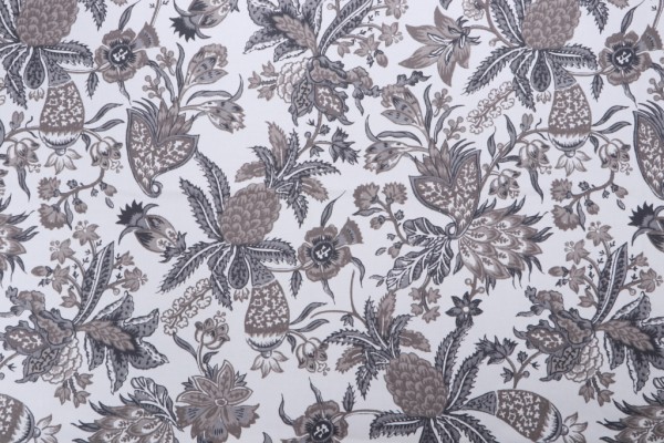 Stof France Malaca Printed Cotton Drapery Fabric in Naturel 