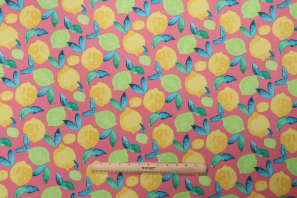PK Lifestyles Citrus Breeze Printed Polyester Outdoor Fabric in Fuchsia 