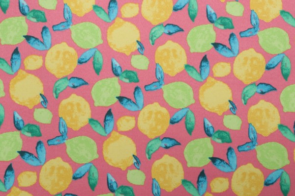 PK Lifestyles Citrus Breeze Printed Polyester Outdoor Fabric in Fuchsia 