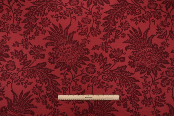 Click for 5.25 Yards Scalamandre Monique-Red Felt Printed Felt Decorator Fabric in Brown On Red Scalamandre Monique-Red Felt Printed Felt Decorator Fabric in Brown On Red