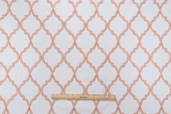 Barnes Embroidered Drapery Fabric in Terracotta