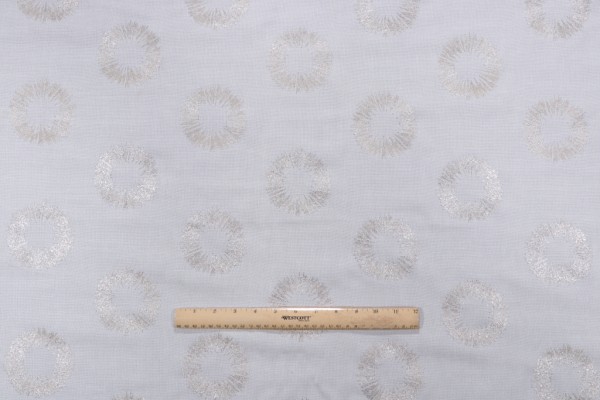 Solange Embroidered Drapery Fabric in Quartz/Metal