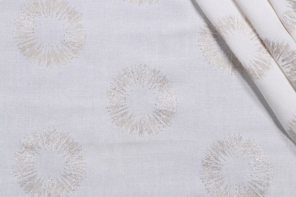 Solange Embroidered Drapery Fabric in Quartz/Metal