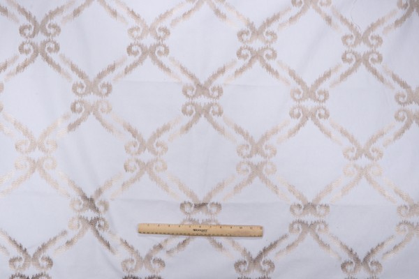 Jaclyn Smith Cabril Embroidered Drapery Fabric in Cashmere for Fabricut