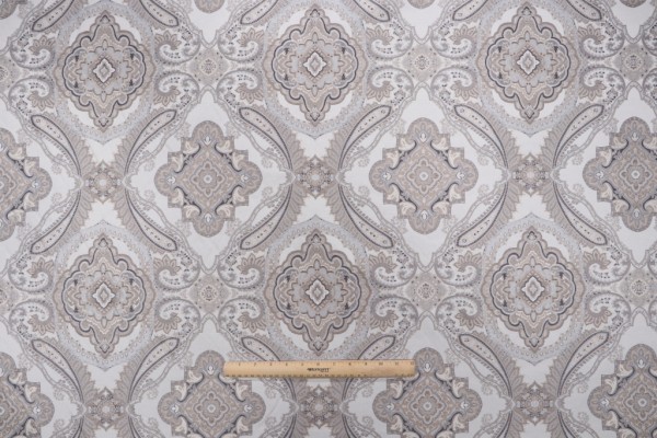 Medallion Tapestry Upholstery Fabric in Stone