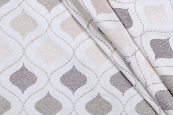 Richloom Orient Embroidered Drapery Fabric in Nutria