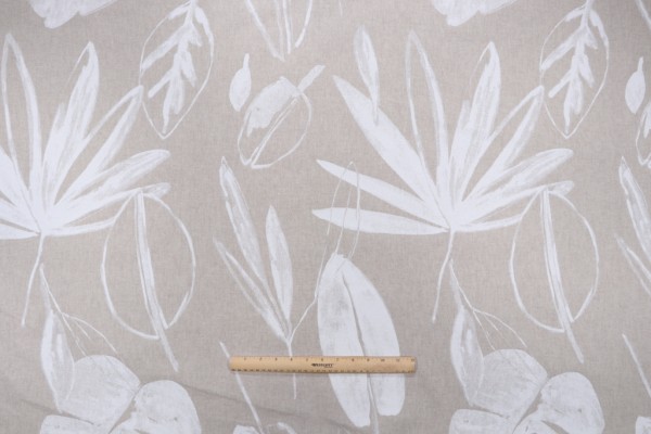 Kaufmann Foliage Printed Drapery Fabric in Chalk 