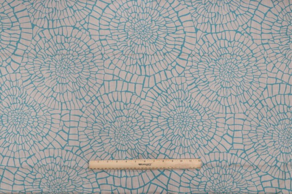 Old World Weavers Dianthus Printed Linen Blend Drapery Fabric in Turquoise