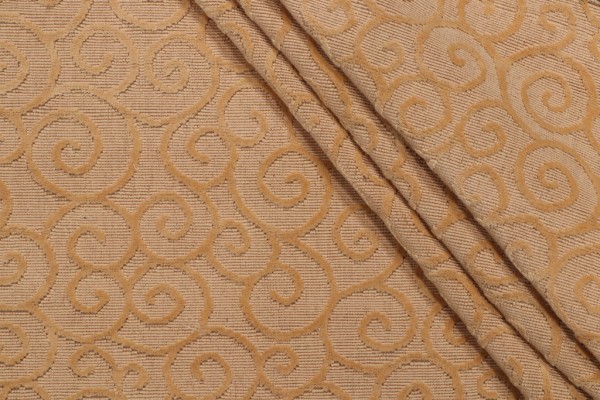 Click for 1 Yard Scalamandre Arabesque Grois Point Velvet Upholstery Fabric in Apricot 1 Yard Scalamandre Arabesque Grois Point Velvet Upholstery Fabric in Apricot