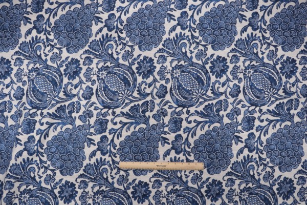 P Kaufmann Bountiful Printed Drapery Fabric in Indigo 