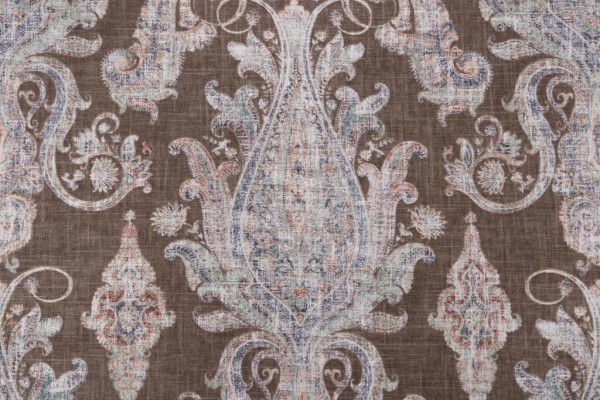 Sample of Kaufmann Far Hills Printed Linen Blend Drapery Fabric in Oak 