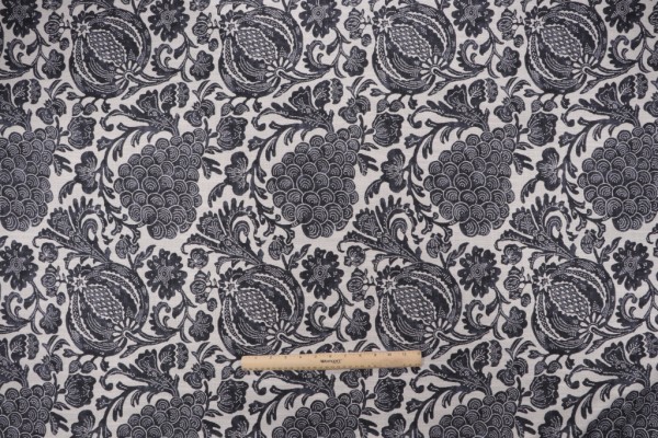Kaufmann Bountiful Printed Drapery Fabric in Charcoal 