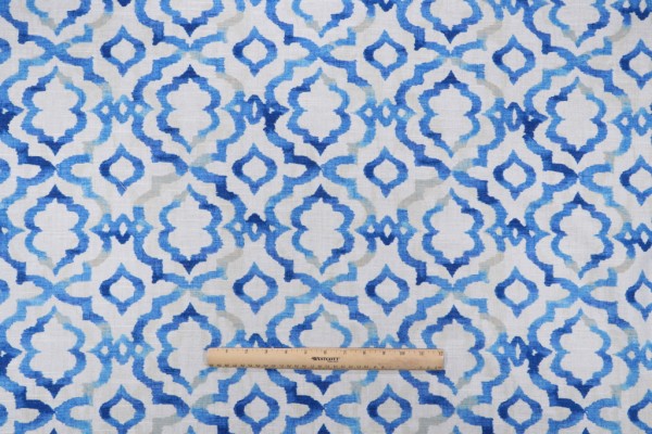 Sample of Kelly Ripa Home Good Vibes Printed Cotton Drapery Fabric in Luna 