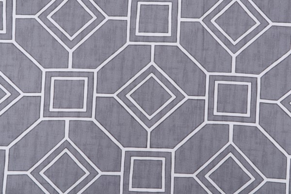 Belle Maison Trellis Printed Cotton Drapery Fabric in Grey 
