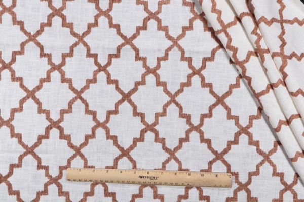 Thomas Dare Latora Printed Linen Drapery Fabric in Tan for Scalamandre