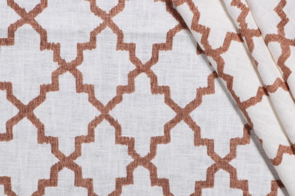 Thomas Dare Latora Printed Linen Drapery Fabric in Tan for Scalamandre