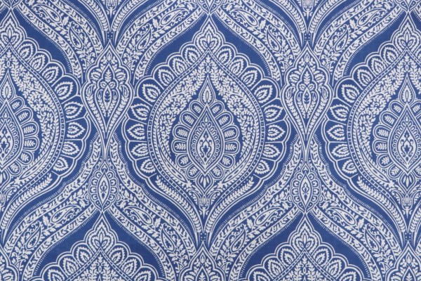 Belle Maison Sanibel Printed Cotton Drapery Fabric in Cobalt 
