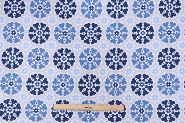 Waverly Merry Go Round Printed Cotton Drapery Fabric in Porcelain 