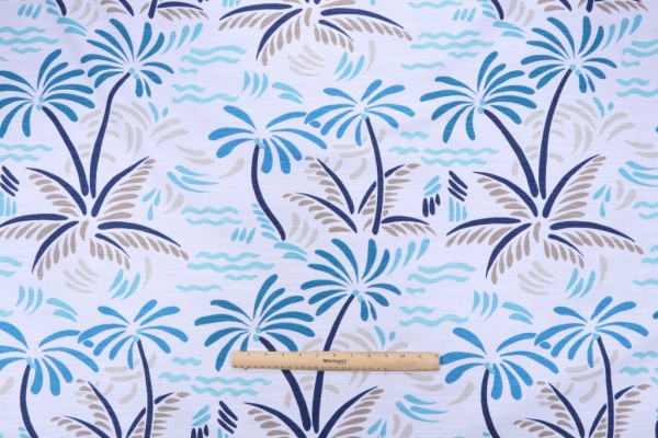 Sample of P Kaufmann Excursion Printed Cotton Drapery Fabric in Ocean 