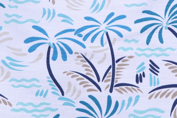 Sample of P Kaufmann Excursion Printed Cotton Drapery Fabric in Ocean 