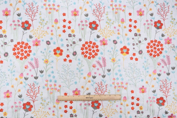 Sample of PK Lifestyles Floral Feast Embroidered Drapery Fabric in Spring 