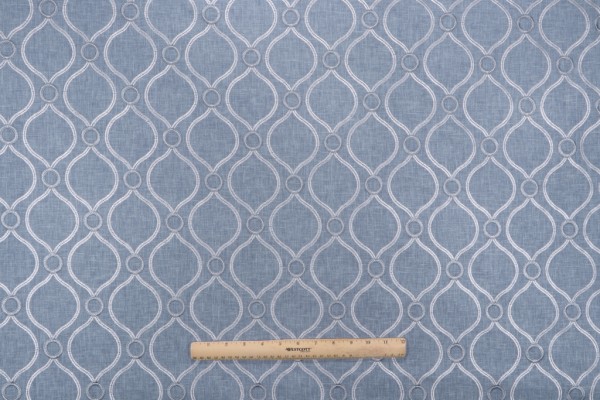 PK Lifestyles Curveball Embroidered Drapery Fabric in Chambray 