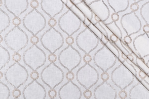 Sample of PK Lifestyles Curveball Embroidered Drapery Fabric in Smoke 