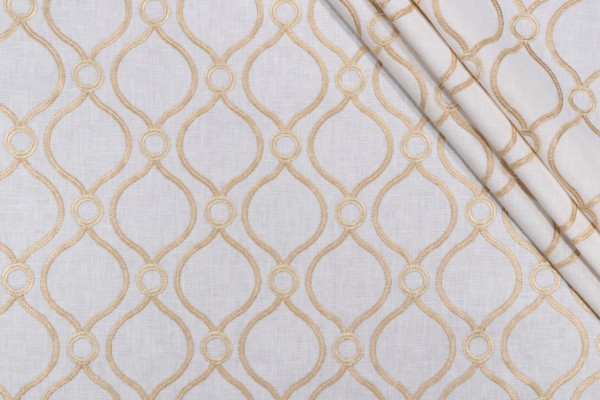 PK Lifestyles Curveball Embroidered Drapery Fabric in Gold 