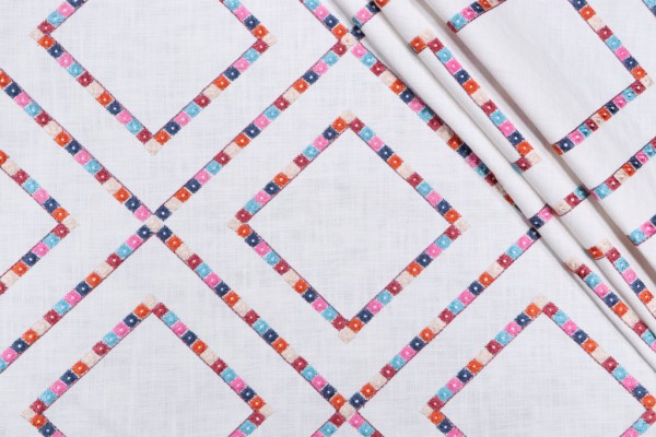 Click for PK Lifestyles Beaded Lattice Embroidered Drapery Fabric in Carnival  PK Lifestyles Beaded Lattice Embroidered Drapery Fabric in Carnival