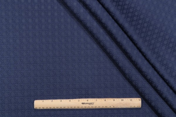 Sample of PK Lifestyles Wickerwork Matelasse Upholstery Fabric in Indigo 