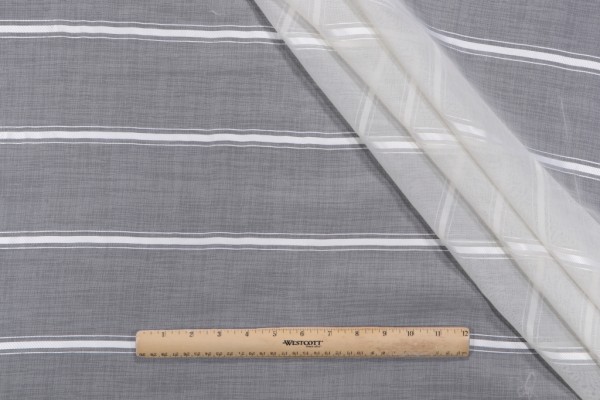 Sample of Heritage Fabrics Ashworth Sheer Drapery Fabric in Sand 