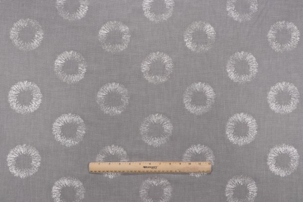 Mill Creek Solange Embroidered Drapery Fabric in Platinum