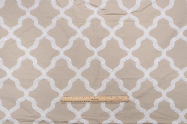 Fonthill Astley Boucle Embroidered Drapery Fabric in Biscuit for Scalamandre