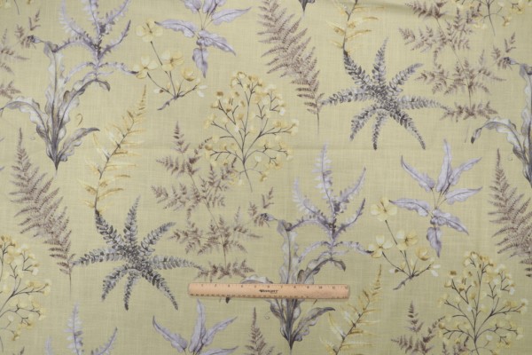 Old World Weavers Wetherfield Fern Printed Polyester Drapery Fabric in Lemon Birch for Scalamandre