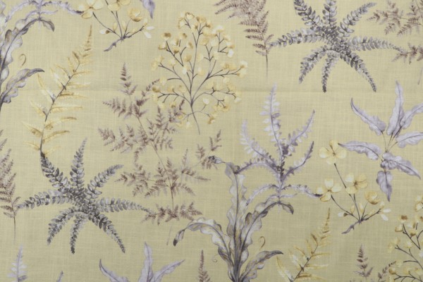 Old World Weavers Wetherfield Fern Printed Polyester Drapery Fabric in Lemon Birch for Scalamandre