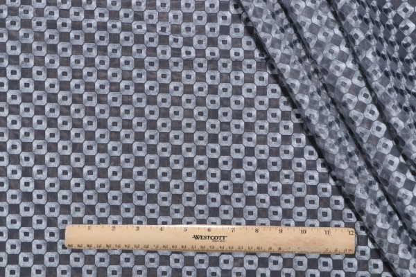 Pileus Sheer Embroidered Drapery Fabric in Slate