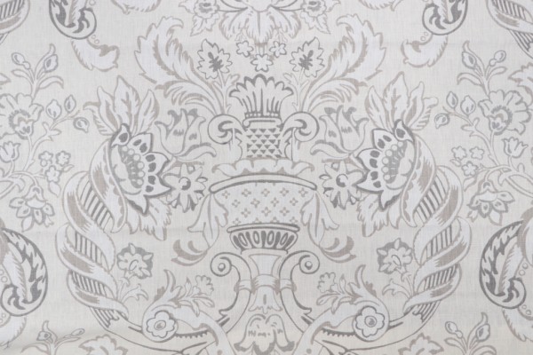 Portfolio Royale Medallion Printed Linen Drapery Fabric in Slate for Kravet CLOSEOUT