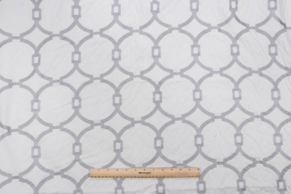 Lamina Embroidered Drapery Fabric in Grey
