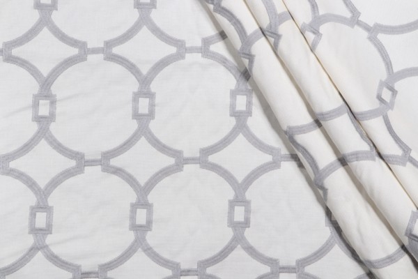 Lamina Embroidered Drapery Fabric in Grey